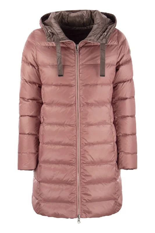 FRIENDLY - Long down jacket with reversible hood