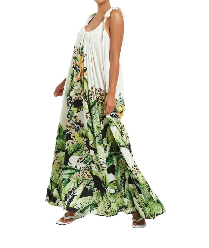 Selva Shoulder Tie Open Back Maxi Dress In White