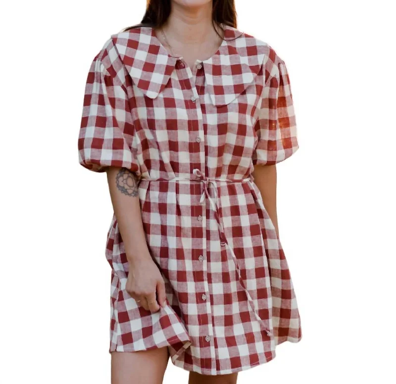 Olive Dress In Ruby Plaid