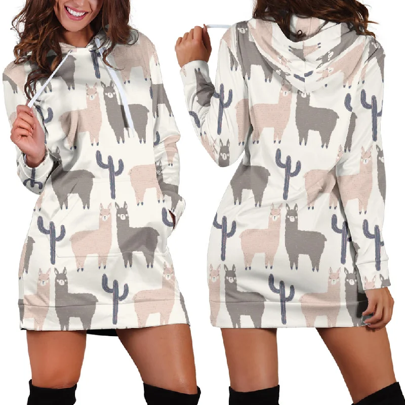 Llama Alpaca Pattern Women'S Hoodie Dress