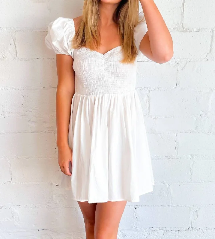 Rhodes Babydoll Dress In White