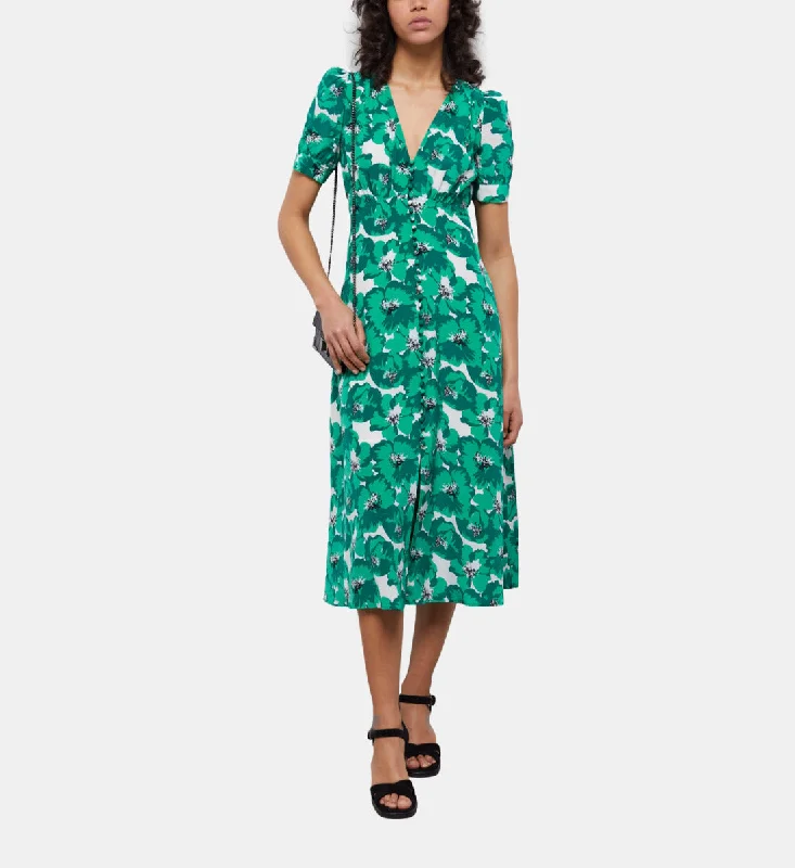 Long Printed Dress With Buttoning