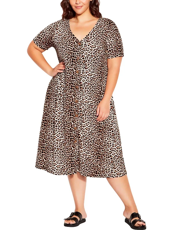 Womens Animal Print Jersey Shirtdress