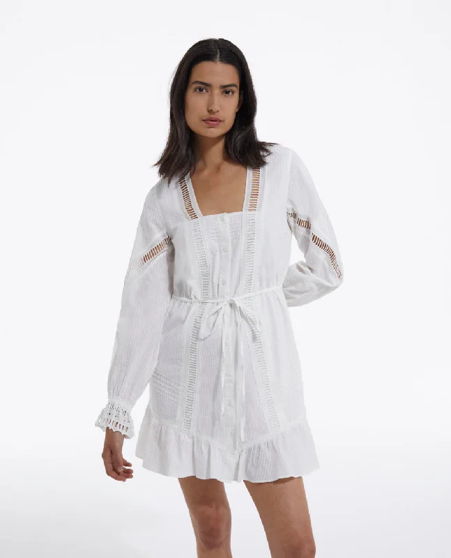 Short White Light Dress With Embroidery