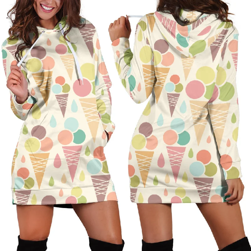 Ice Cream Cone Pattern Women'S Hoodie Dress