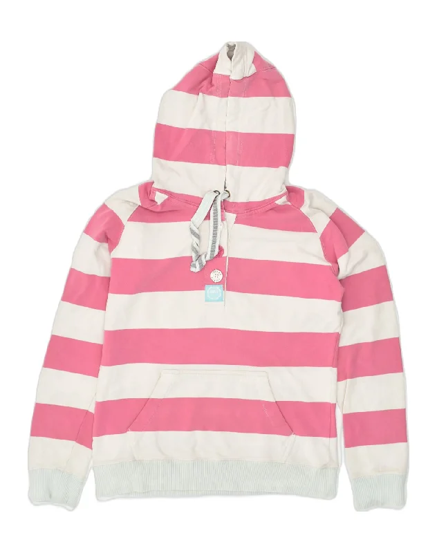 JOULES Womens Classic Fit Zip Hoodie Sweater UK 12 Medium Pink Striped