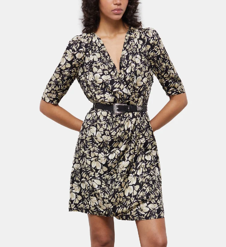 Short Printed Wrap Dress