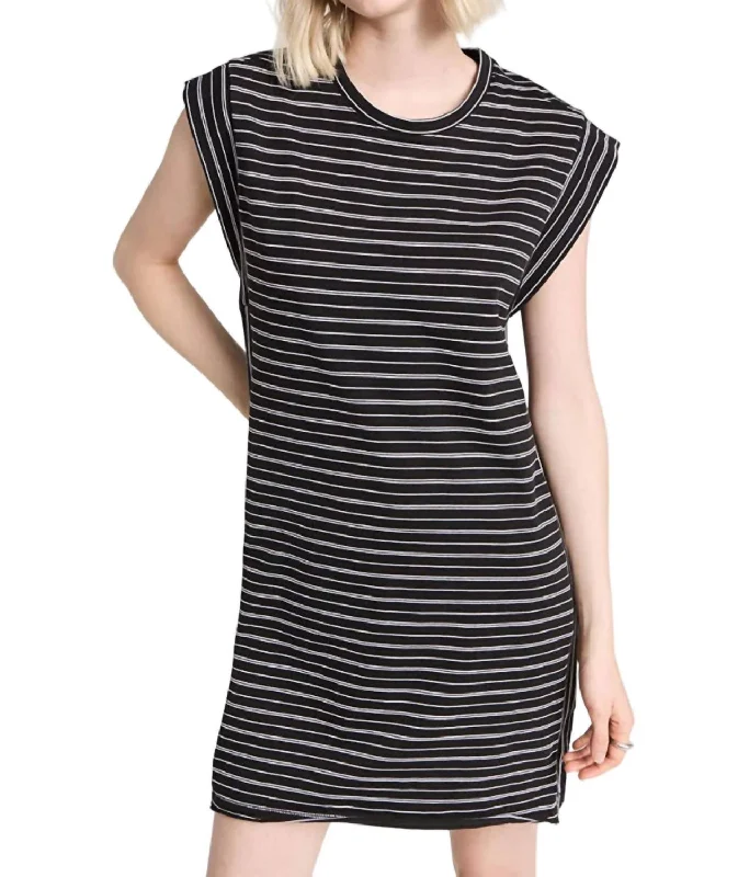 Heavy Jersey Muscle Dress In Black,white