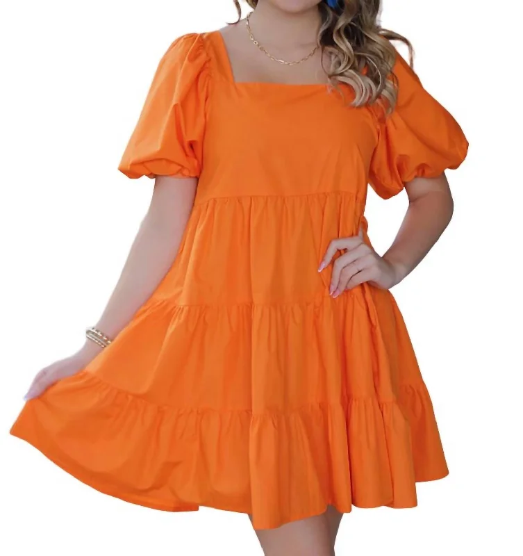 Easy Summer Day Dress In Orange