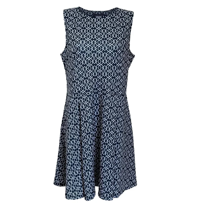 Women's Havana Fit & Flare Dress In Imperial Trellis Navy White