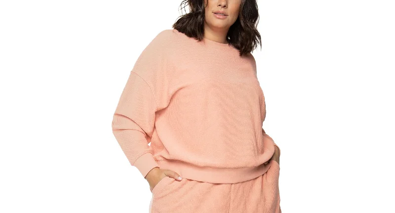 Black Tape Trendy Plus Size Cotton Ribbed Sweatshirt