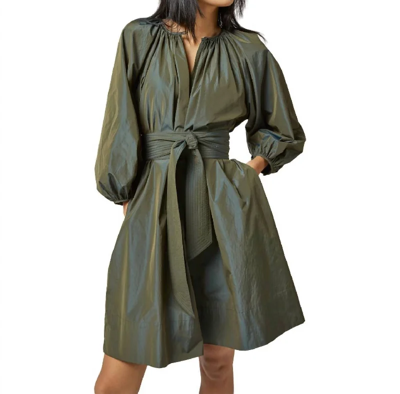 Genevieve Dress In Olive Iridescent