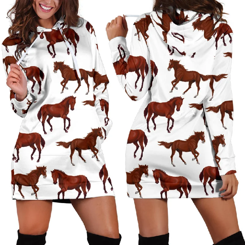 Horses Running Pattern Background Women'S Hoodie Dress