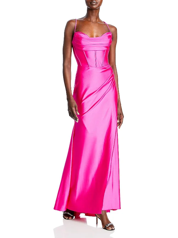 Womens Satin Corset Evening Dress