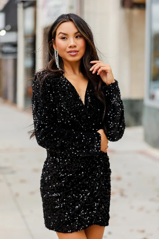 FINAL SALE - Light Up The Night Velvet Sequin Mini Dress