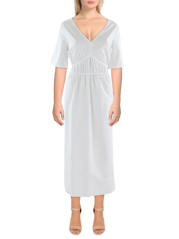 Womens Shirred Long Maxi Dress