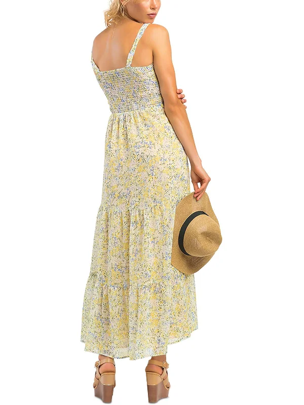 Womens Long Smocked Maxi Dress