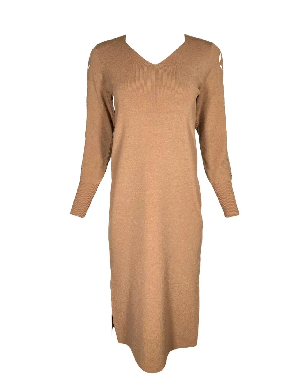 Women's Stretch Merino Midi Dress In Camel