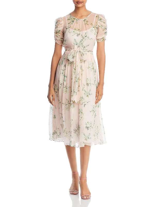 Womens Floral Print Midi Midi Dress