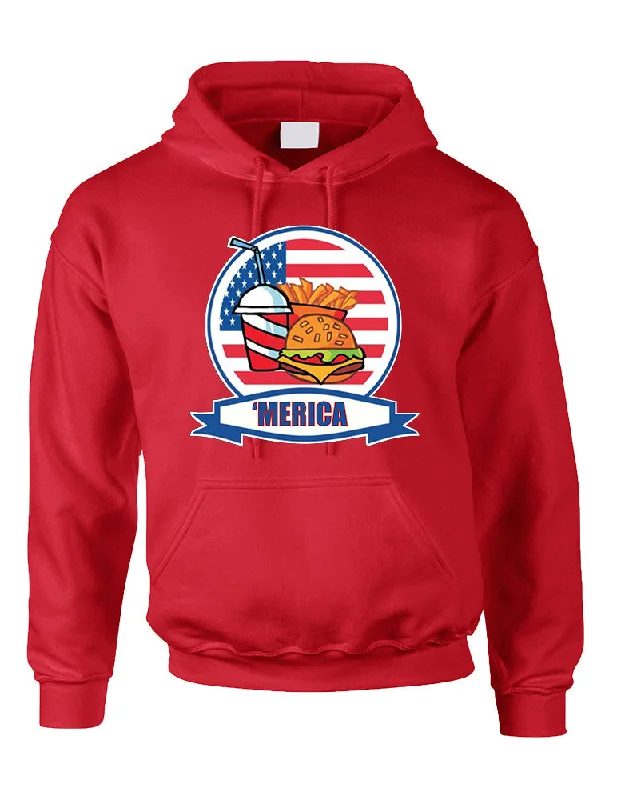 Adult Hoodie Fast Food 'merica Love USA 4th Of July Top