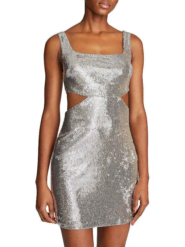 Womens Cut-out Sequin Mini Dress