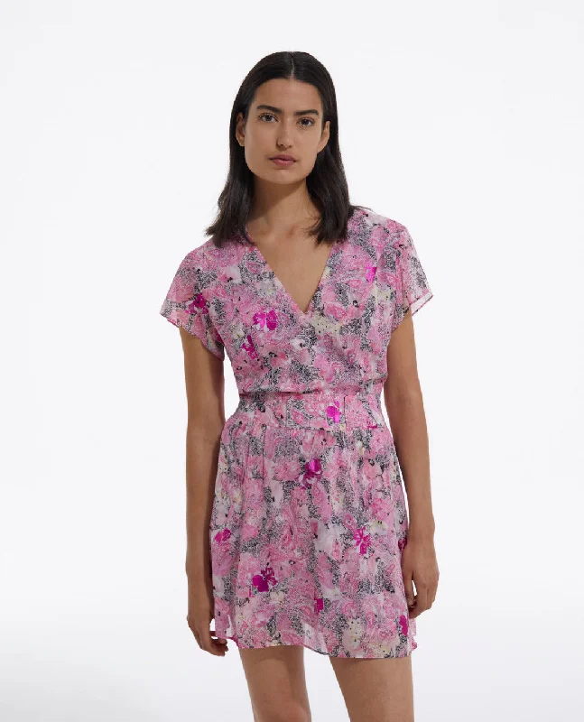 Printed Pink Short-sleeve Dress