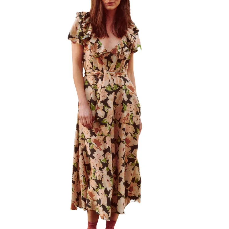 The Parish Midi Dress In Victorian Rose Print