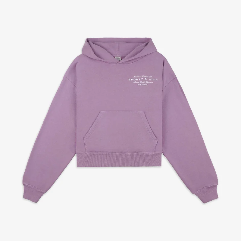 SPORTY & RICH | WMN'S HEALTH INITIATIVE CROPPED HOODIE { SOFT LAVENDER/WHITE