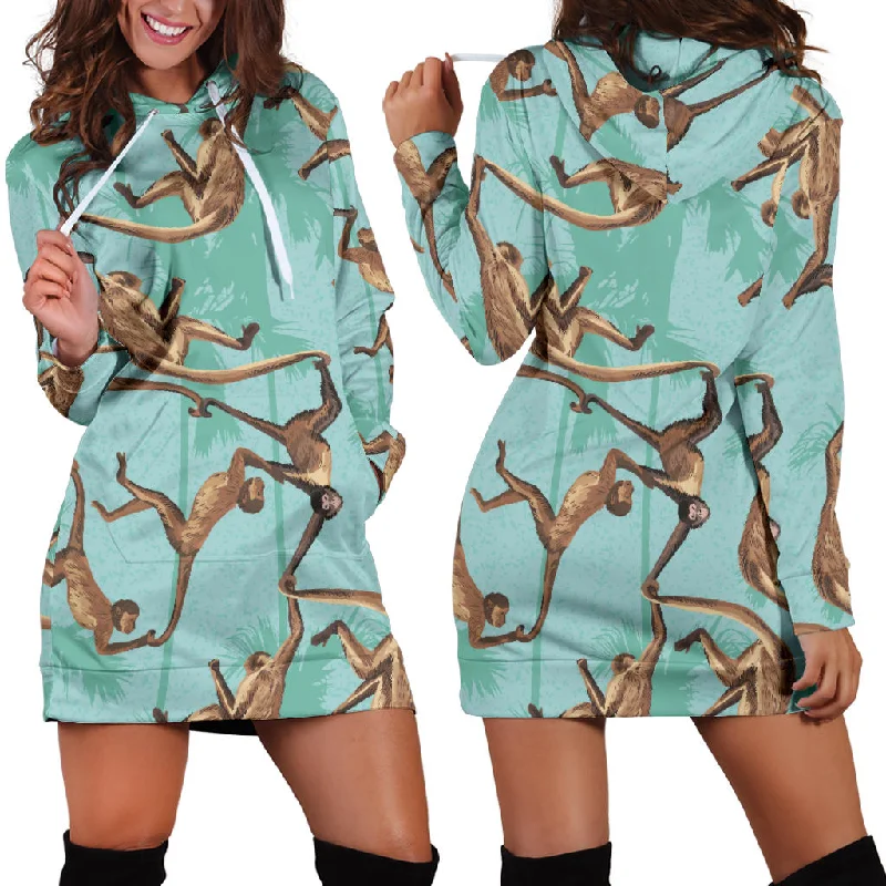 Monkey Palm Tree Background Women'S Hoodie Dress