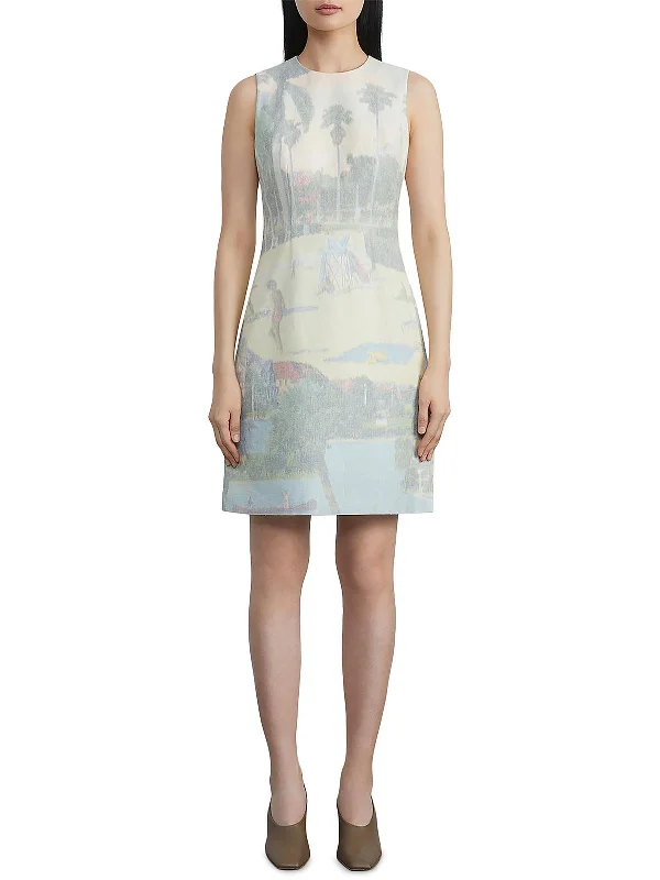 Harpson  Womens Printed Canvas Sheath Dress