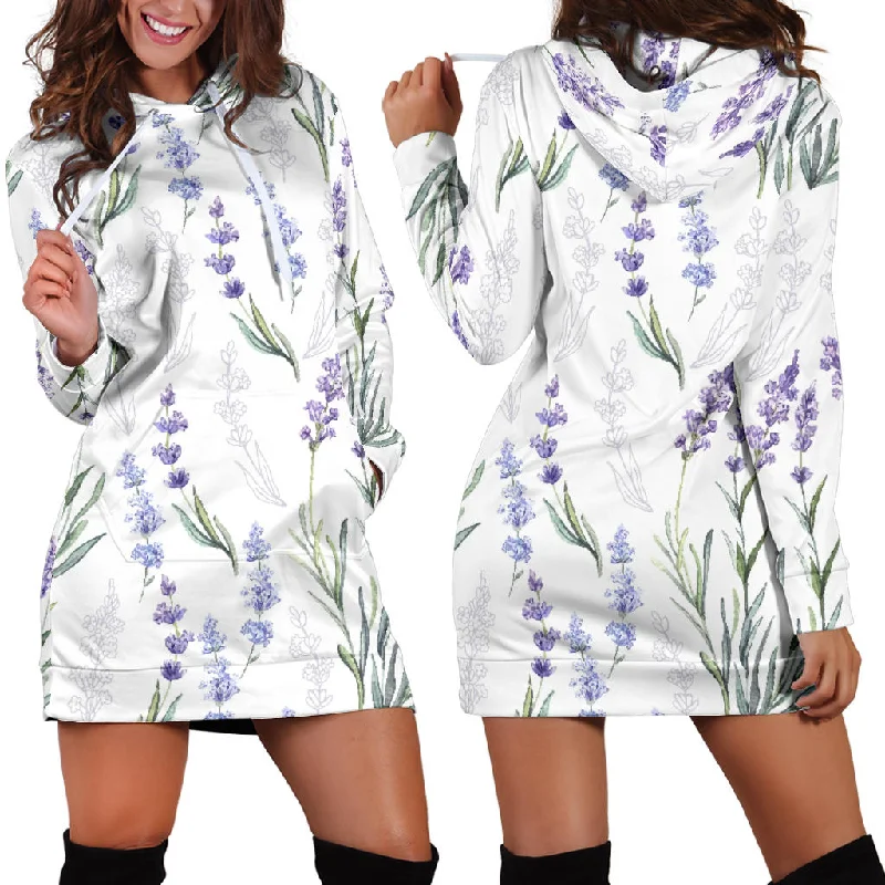 Hand Painting Watercolor Lavender Women'S Hoodie Dress