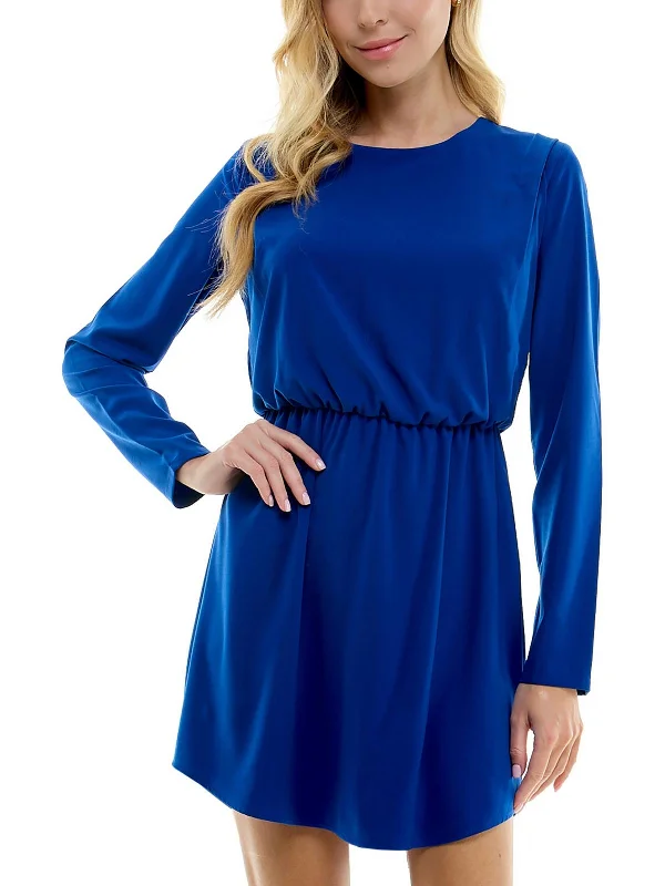 Juniors Womens Cinched Polyester Shift Dress