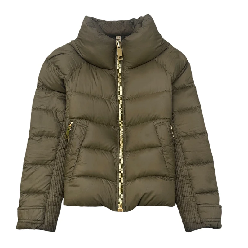 Women's Panelled Down Jacket Khaki Size XS