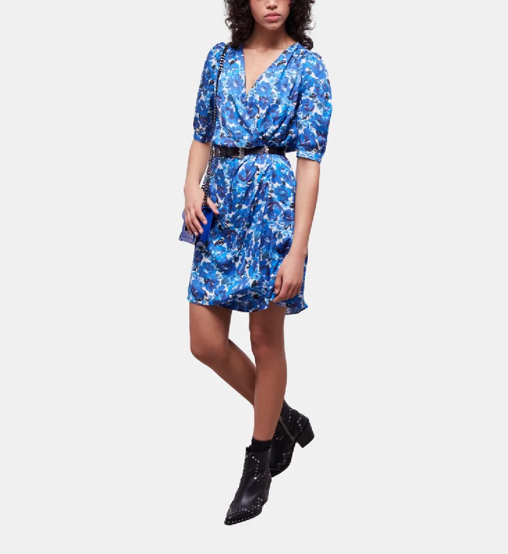 Short Printed Wrap Dress