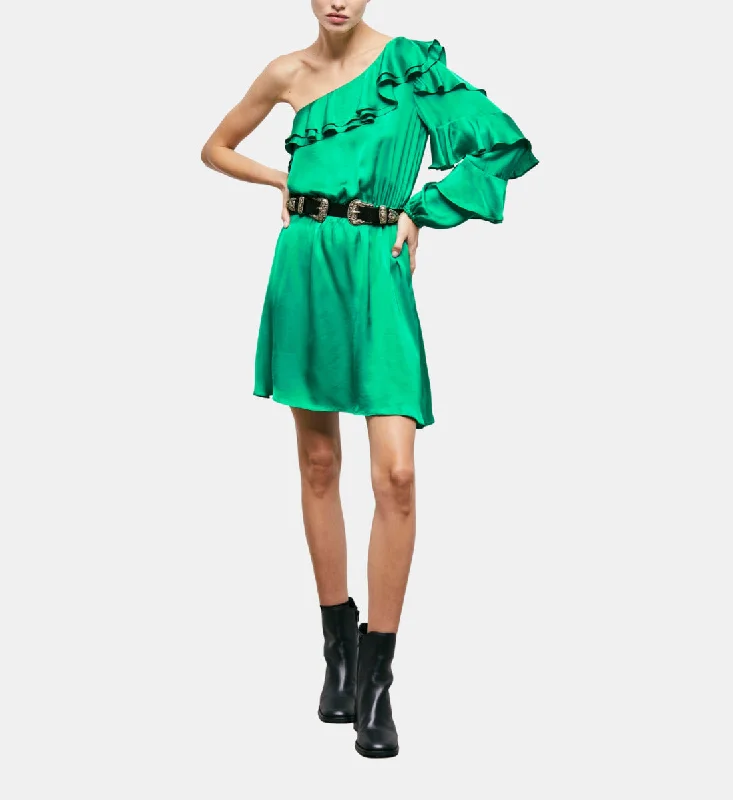 Short Asymmetric Green Dress