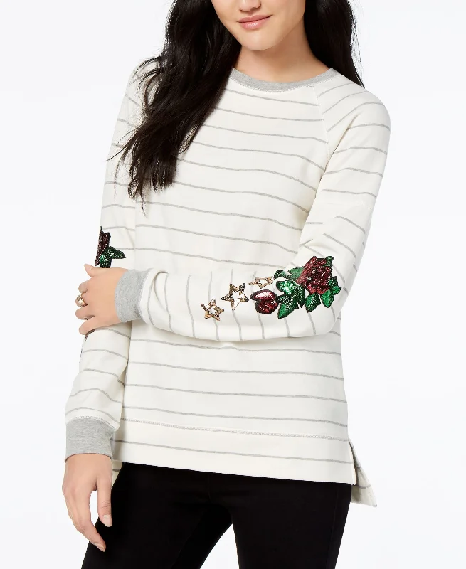 Carbon Copy Striped Sequin Embellished Sweatshirt