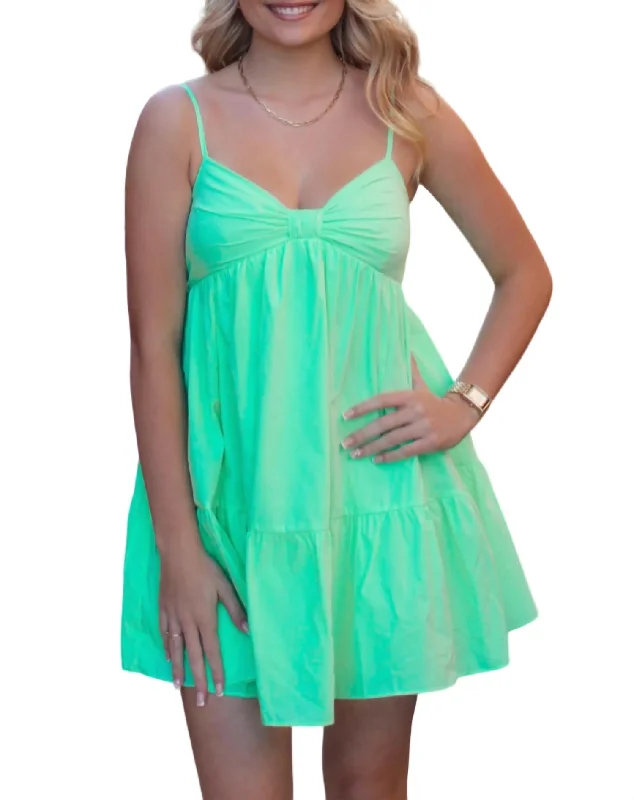 Hannah Ruched Dress In Apple Green