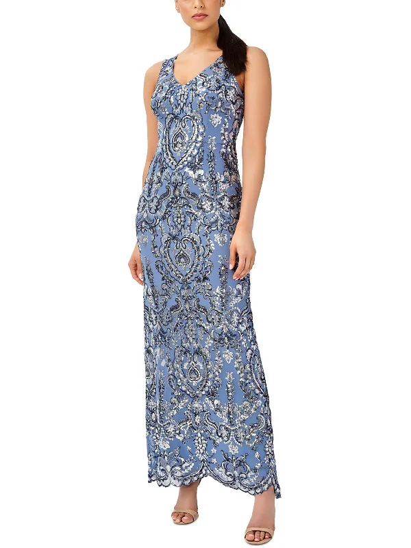 Womens Sequined Long Evening Dress