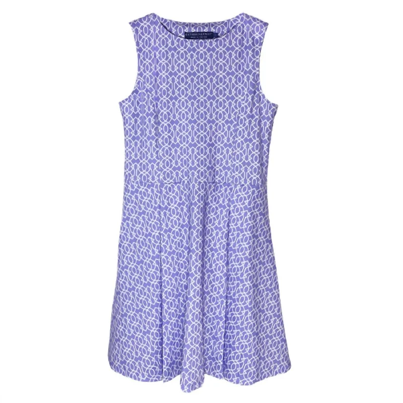 Women's Havana Fit & Flare Dress In Imperial Trellis Lilac White