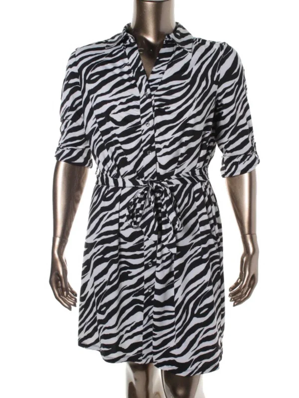 Plus Womens Animal Print Matte Jersey Wear to Work Dress