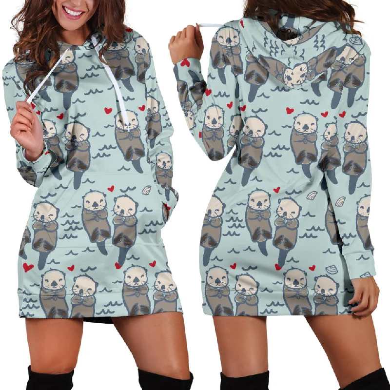 Lovely Sea Otter Pattern Women'S Hoodie Dress