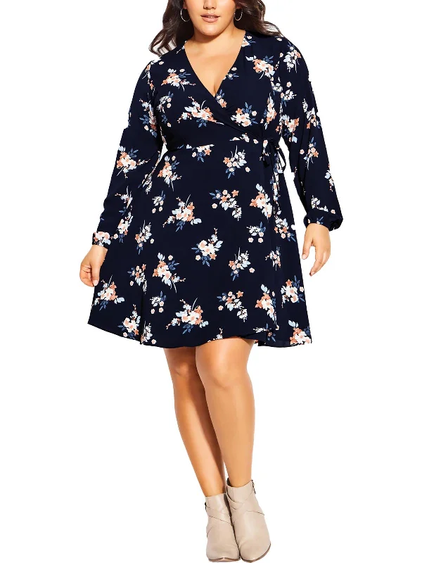 Plus Womens Polyester Wrap Dress