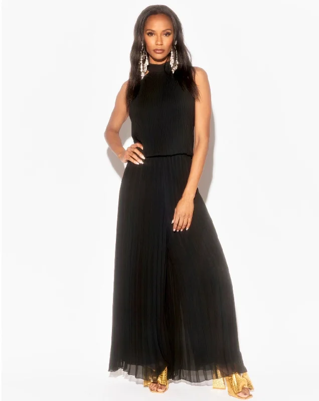 Wild Orchid Pleat Jumpsuit - Black