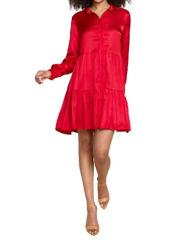 Anahi Dress In Solid Red