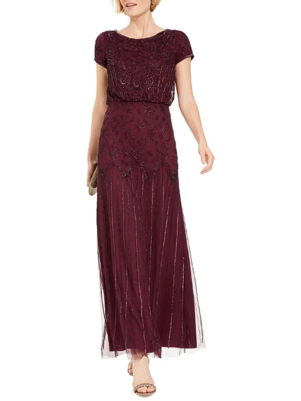 Womens Chiffon Embellished Formal Dress