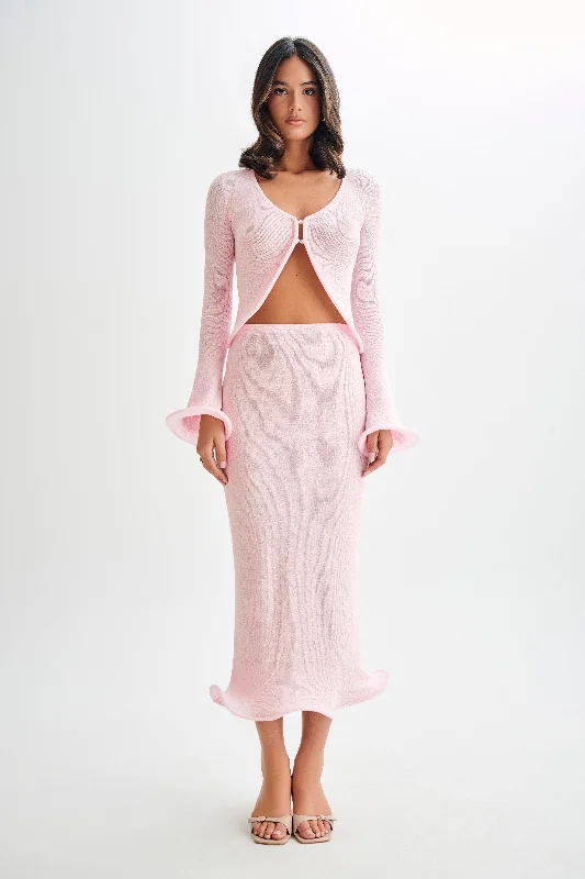 Gigi Knit Midi Skirt - Misty Rose