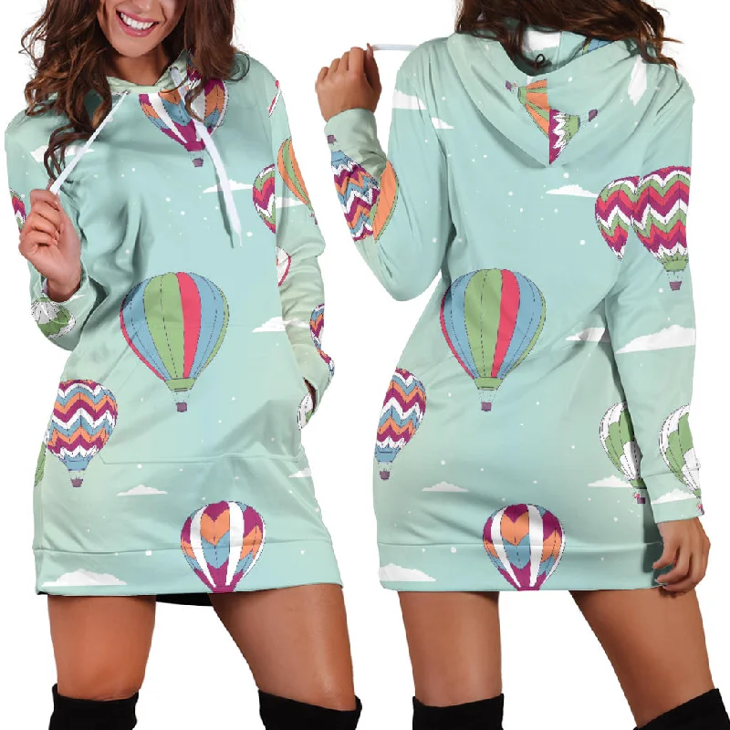 Hot Air Balloon Design Pattern Women'S Hoodie Dress