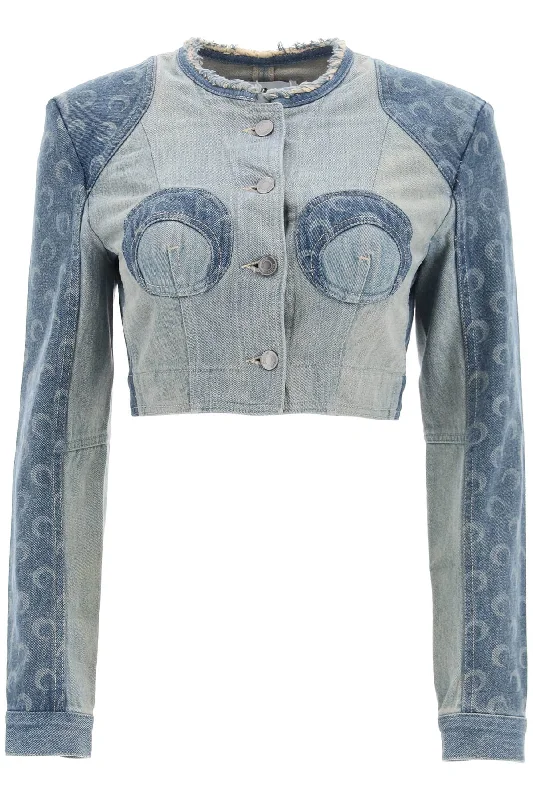 Regenerated Denim Cropped Jacket  - Blu