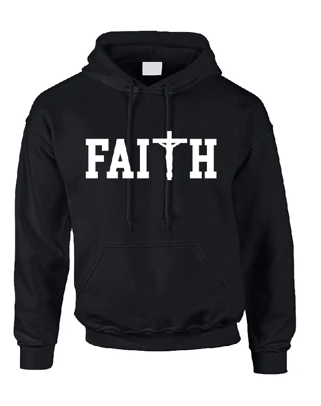 Adult Hoodie Faith Cross Print Believe Christian Top