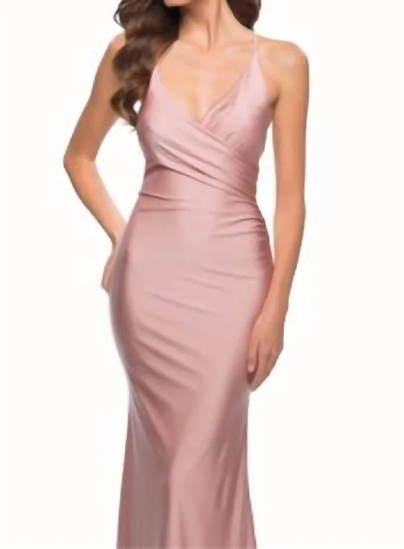 Jersey Long Open Back Dress In Mauve